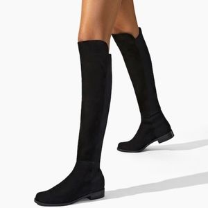Stuart Weitzman 5050 Black Suede Stretch Over the Knee Boots Sz 5.5